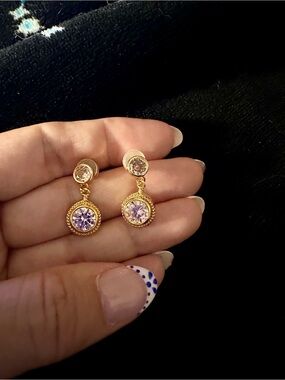 Melyn Pink Gemstone Drop Earrings